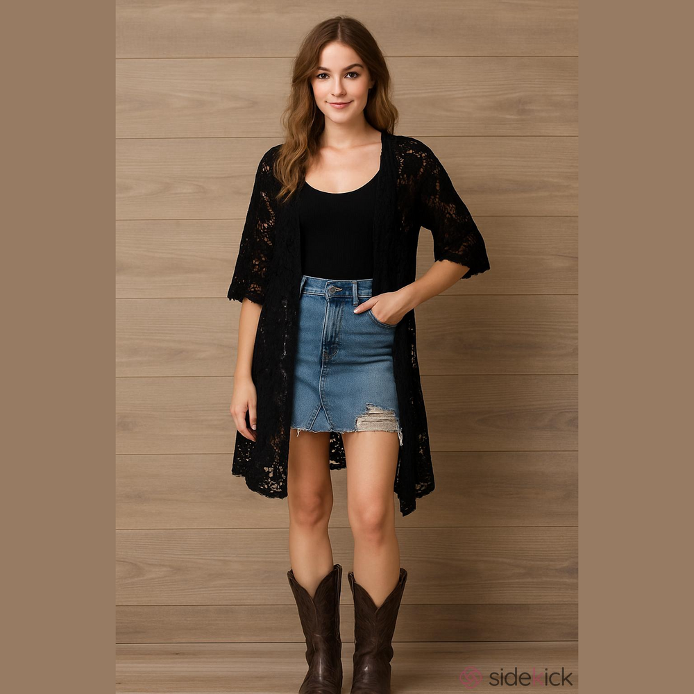 Rebellion Black Lace Sheer Cover-Up- Boho/Festival Wear